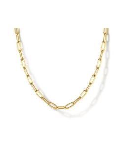 14K YELLOW GOLD HOLLOW PAPERCLIP CHAIN NECKLACE
