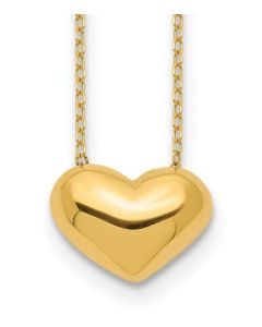 14K YELLOW GOLD PUFFED HEART NECKLACE