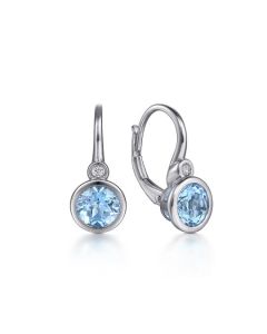 GABRIEL & CO  STERLING SILVER AND BLUE TOPAZ LEVERBACK EARRING