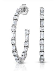 BAGUETTE AND ROUND DIAMOND HOOPS