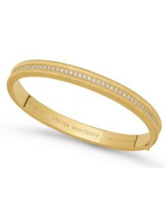 YELLOW GOLD CONCAVE BRUSHED FINISH DIAMOND BANGLE .83 CTTW