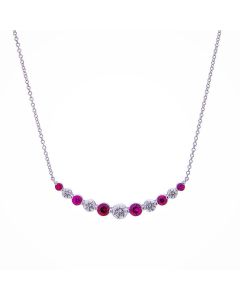 RUBY AND DIAMOND CURVED BAR NECKLACE