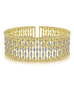 Gabriel Yellow Gold and Diamond Wide Cage Cuff Bracelet