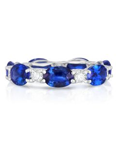 OVAL SAPPHIRE AND DIAMOND ETERNITY BAND