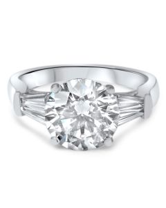 Round Diamond and Baguette Engagement Ring