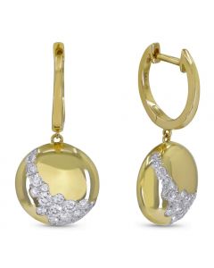  YELLOW GOLD DIAMOND PAVE CIRCLE DANGLE EARRINGS