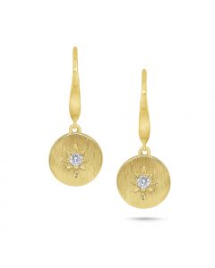 14k Gold and Diamond Starburst Drop Earrings