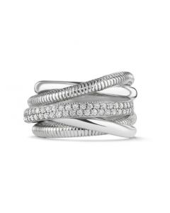 STERLING SILVER ETERNITY 5 BAND HIGHWAY RING