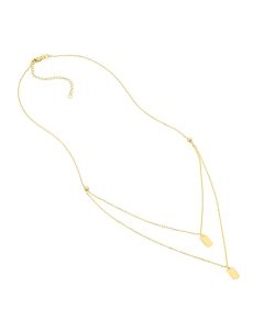 YELLOW GOLD DOUBLE DOG TAG ADJUSTABLE DUET NECKLACE