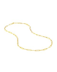 YELLOW GOLD FLAT PAPER CLIP LINK NECKLACE