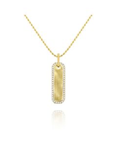 14k Gold and Diamond Dog Tag Necklace