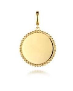 GABRIEL & CO 14K YELLOW GOLD BUJUKAN ROUND PERSONALIZED MEDALLION
