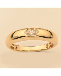 18K YELLOW GOLD SINGLE DIAMOND CHANNEL SET RING 