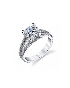 Sylvie Classic Round Brilliant Split Shank Diamond Engagement Ring