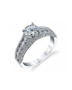 Sylvie Vintage Round Brilliant Diamond Engagement Ring