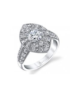 Sylvie Vintage Inspired Halo Engagement Ring