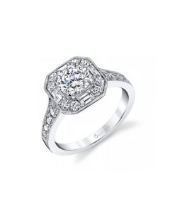 Sylvie Round Diamond Engagement Ring With Unique Halo