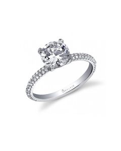 Sylvie Classic Round Brilliant Pave Diamond Engagement Ring