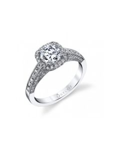 Sylvie Unique Vintage With Princess Cut Side Stone Engagement Ring