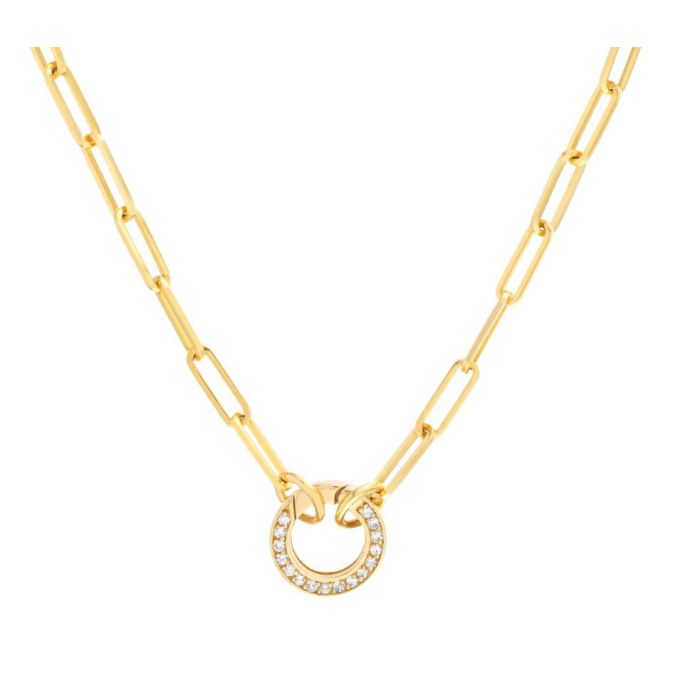Oro Diamante™ 2.7mm Alternating Diamond-Cut Solid Paper-Clip Chain Necklace  in 14K Two-Tone Gold - 18